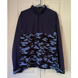 Greyson Midweight Quarter Zip Camo Print Athletic Golf Jacket Large